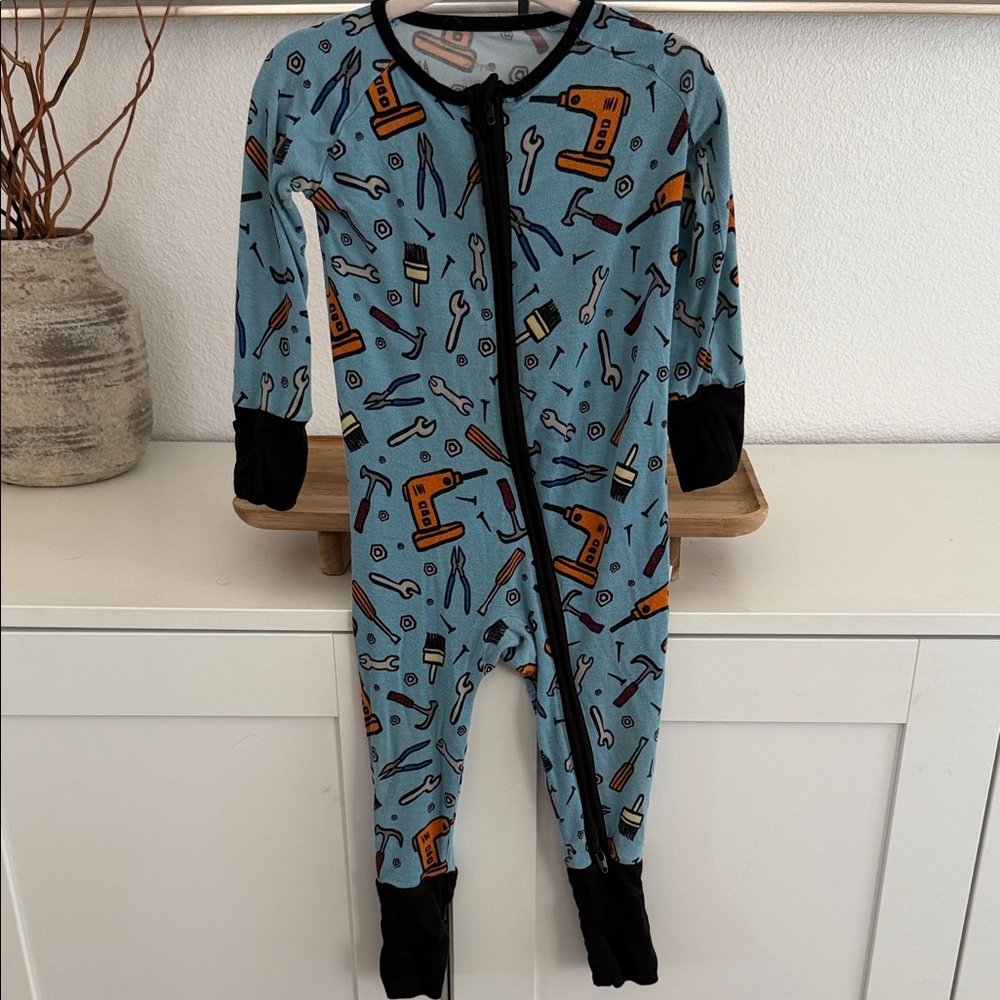 Little Sleepies Blue Tools Print Kids One-Piece Pajamas 6-12 months